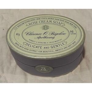 Clarence O' Bigelow Apothecary Rose Cream‎ Delicate & Gentle Soap Bar 5.75oz